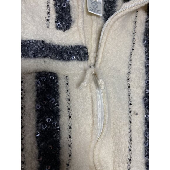 Susan Bristol 100% Wool Blend Hand Embroidered Sequin Zip-Up Cardigan Sweater Gi - Picture 5 of 10